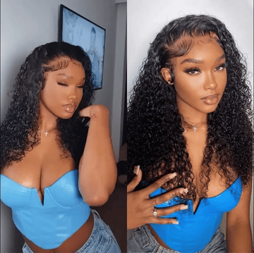 Water Wave Glueless 13x4 Frontal Lace Wig front view