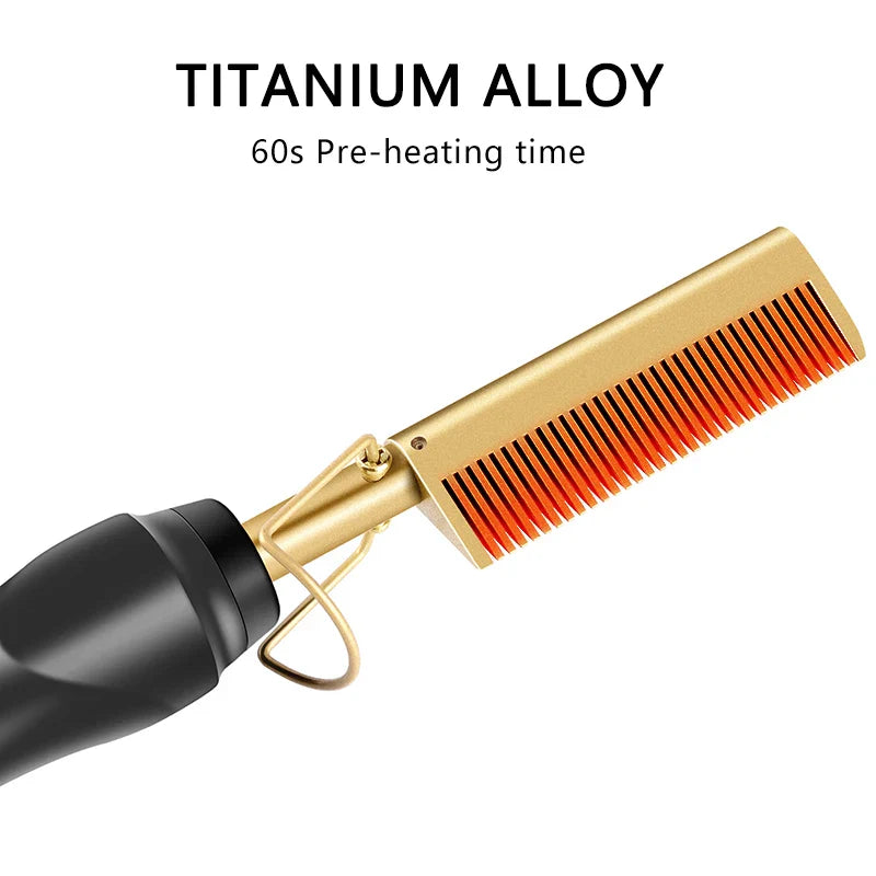 Pro Salon Hot Comb Straightener for Wigs, Extensions & All Hair Types