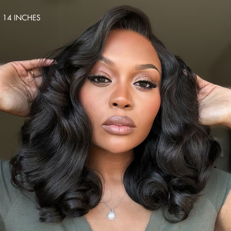 Jet Black Loose Body Wave Glueless 5x5 Closure Lace Wig 100% Human Hair